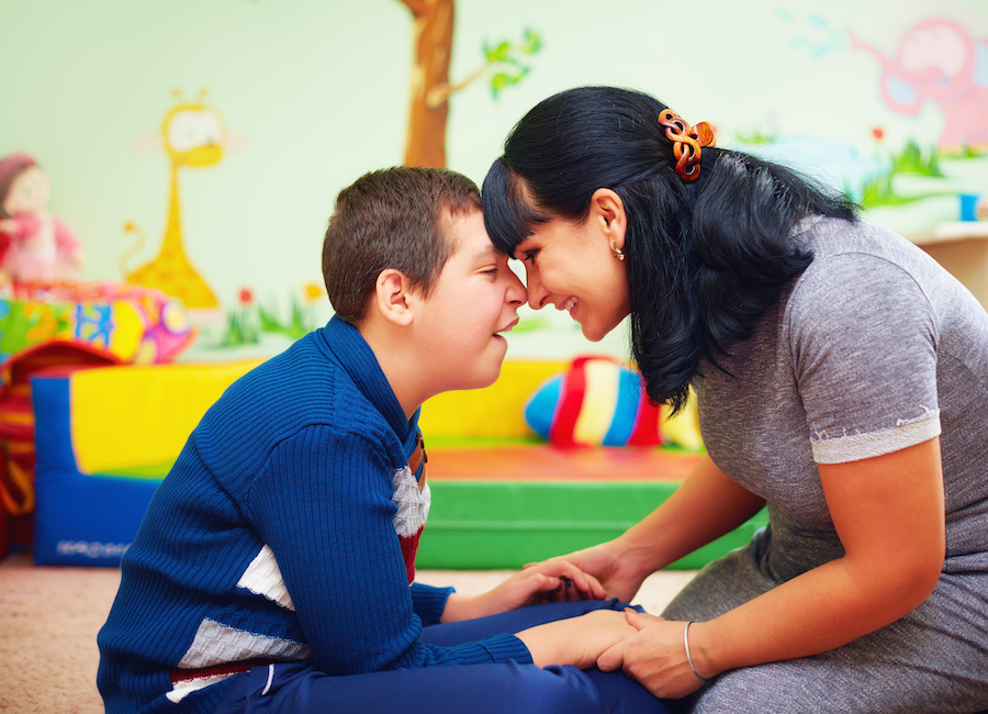 Occupational therapist with a child