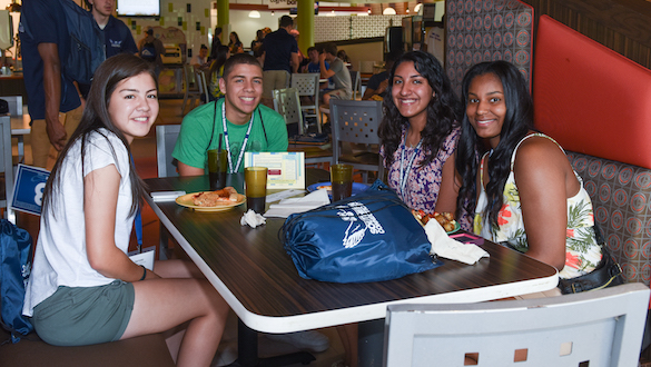 Friendly students at the cafeteria