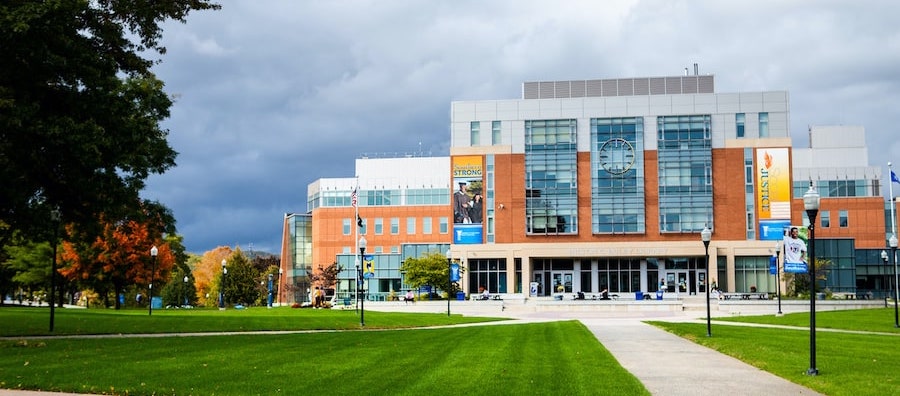 Campus quad and library